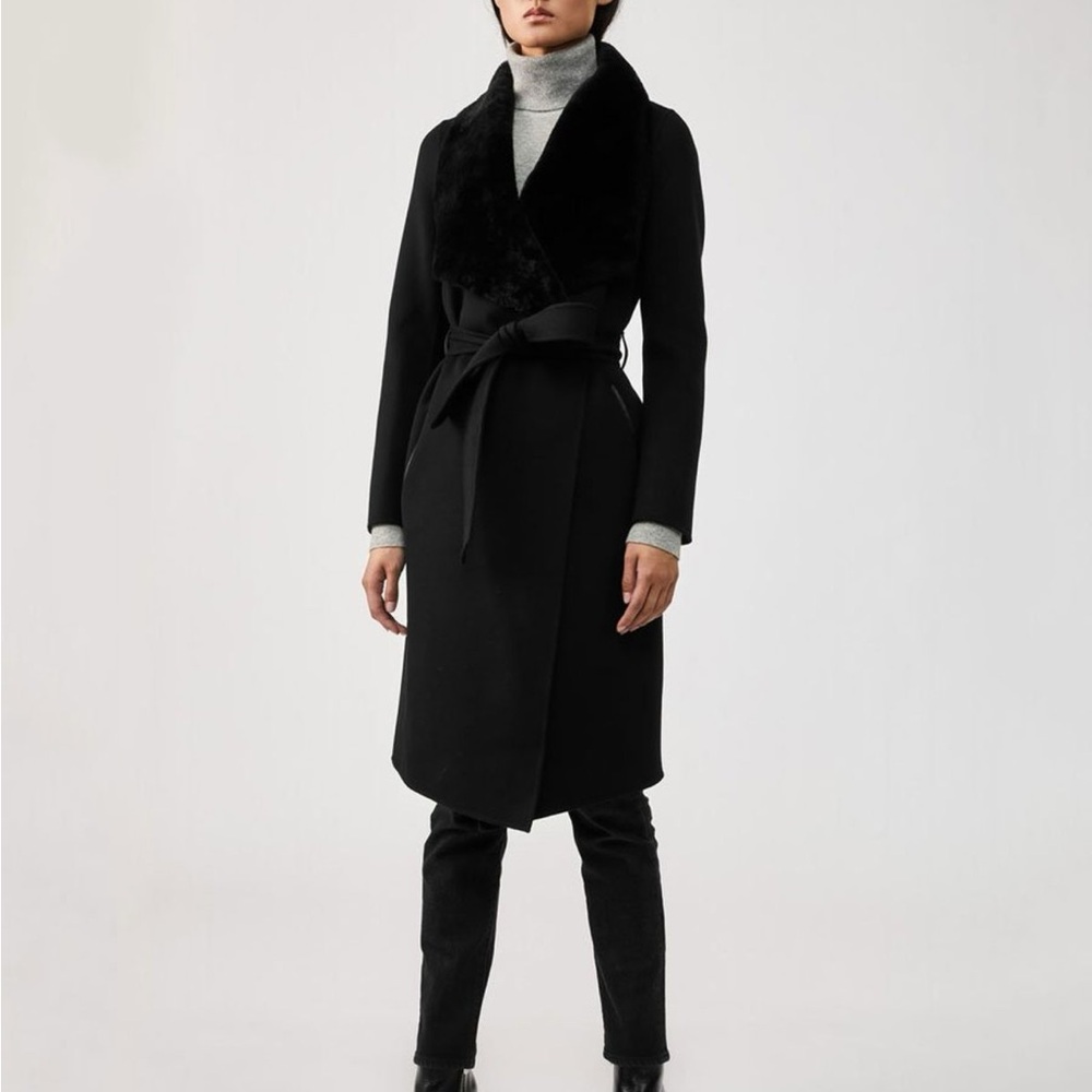 Mackage Sybil Wool Shearling Midi Coat